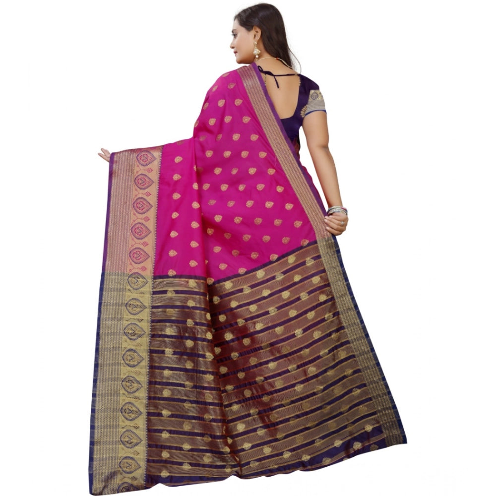 Purple-Pink silk blend saree for women — pallu detail