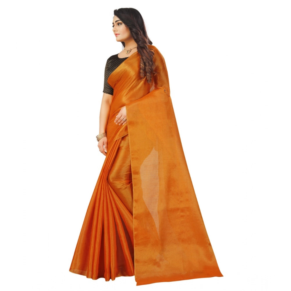 Orange cotton silk saree for women — pallu detail