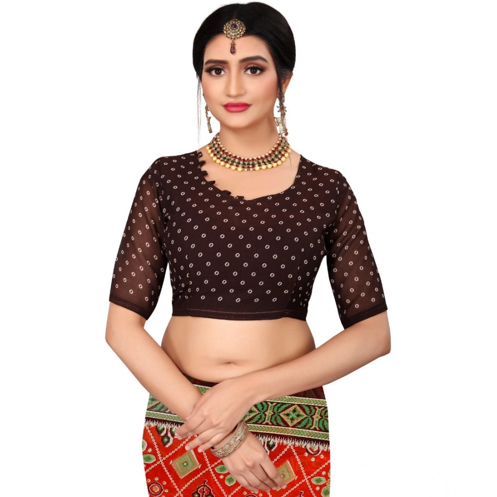 Orange georgette saree for women — pallu detail