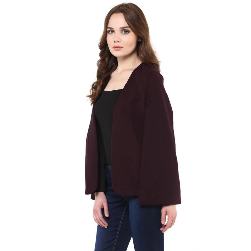 Wine polyester blazer for women — close-up