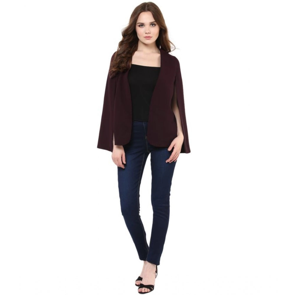Wine polyester blazer for women — side angle
