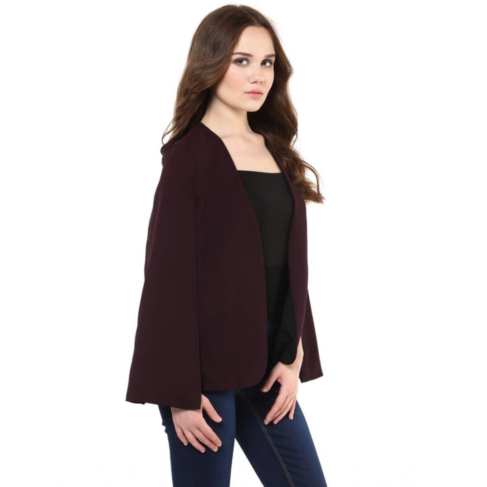 Wine polyester blazer for women — styled view