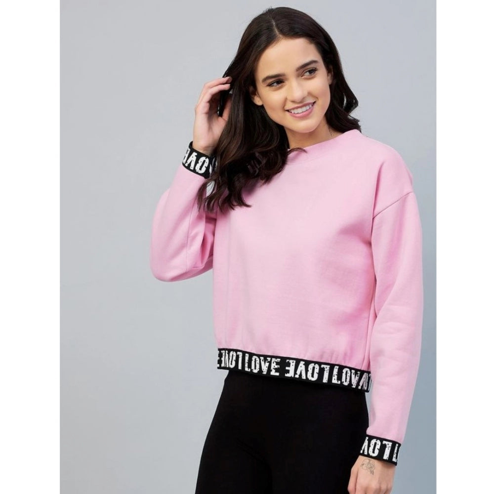 Pink fleece sweatshirt for women — detail view