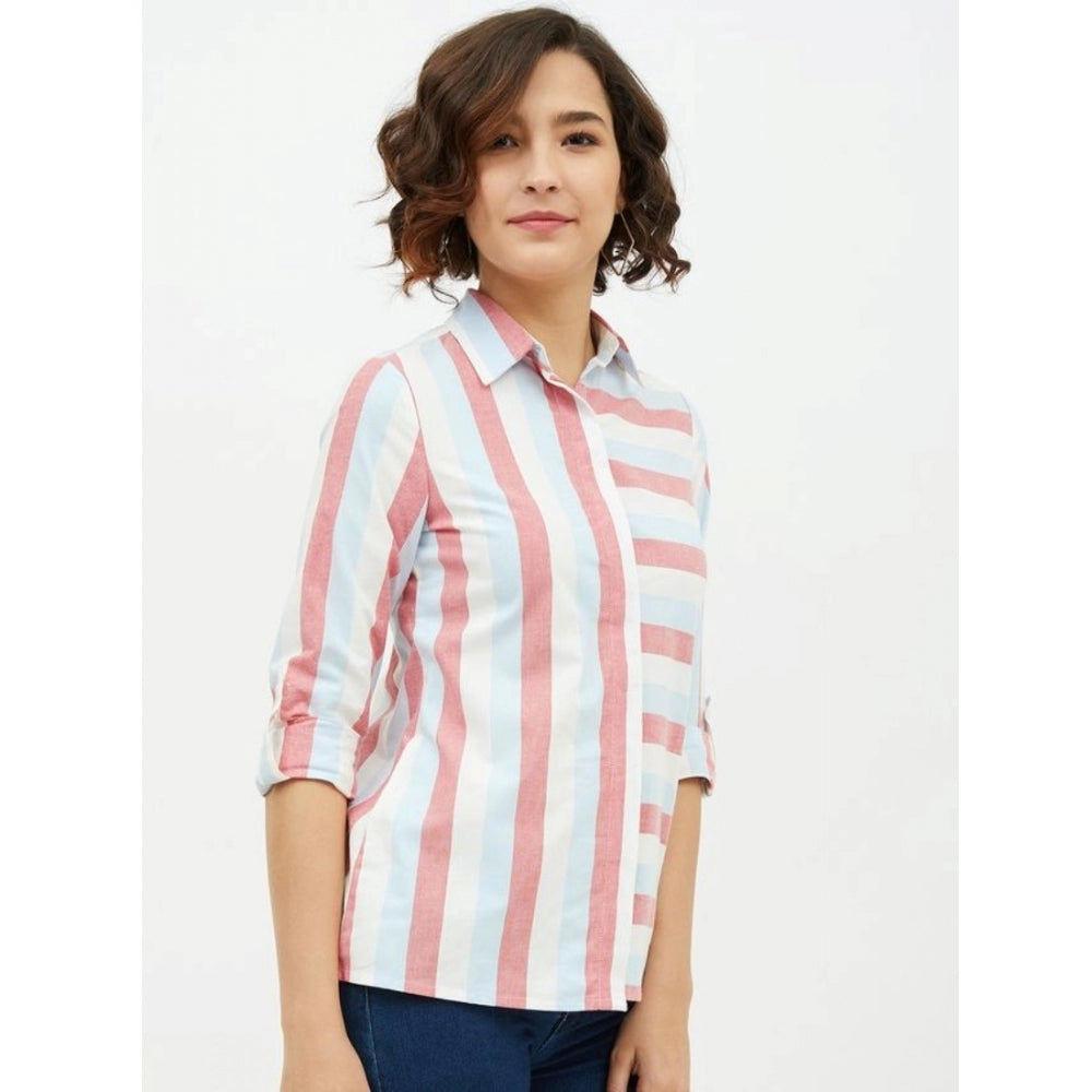 Pink cotton shirt for women — styled view