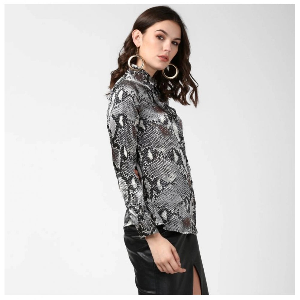 Black & Grey satin shirt for women — styled view