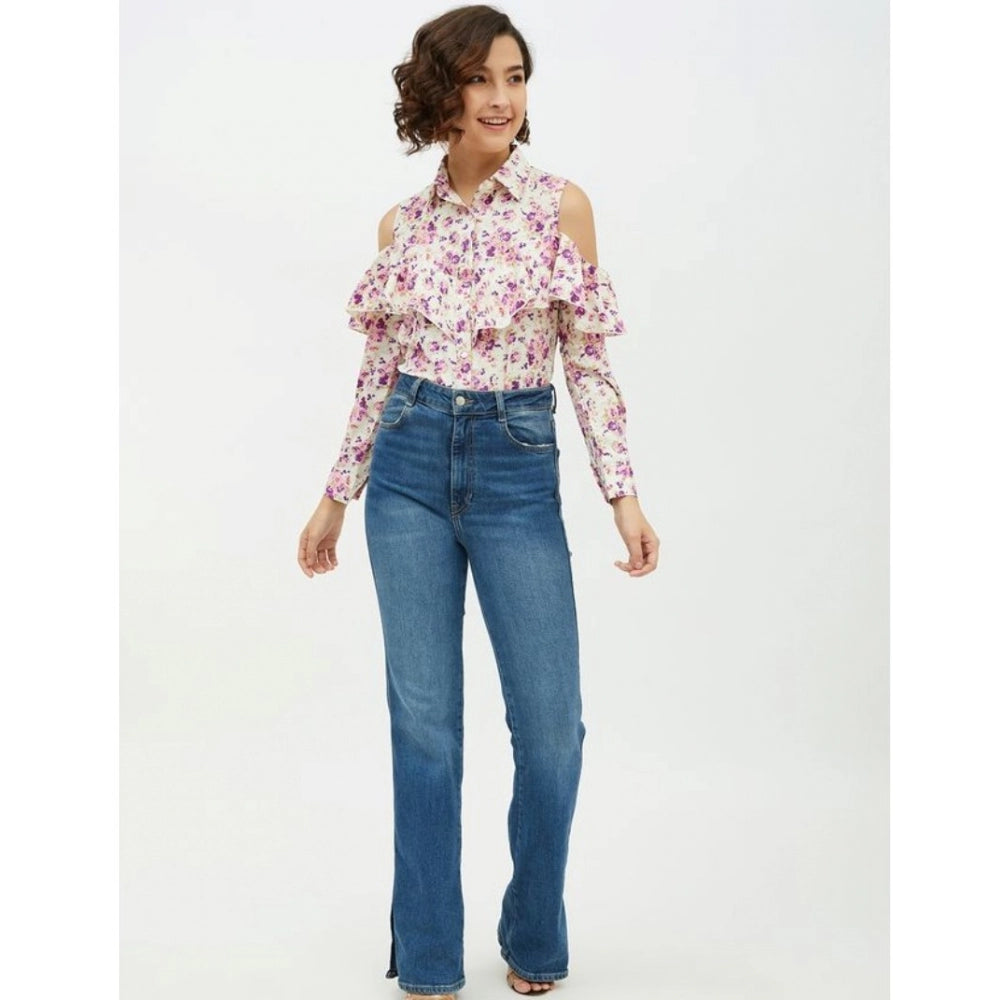 White polyester shirt for women — side angle