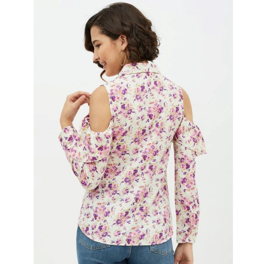 White polyester shirt for women — detail view