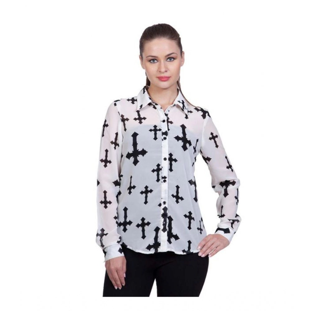 White polyester shirt for women — side angle
