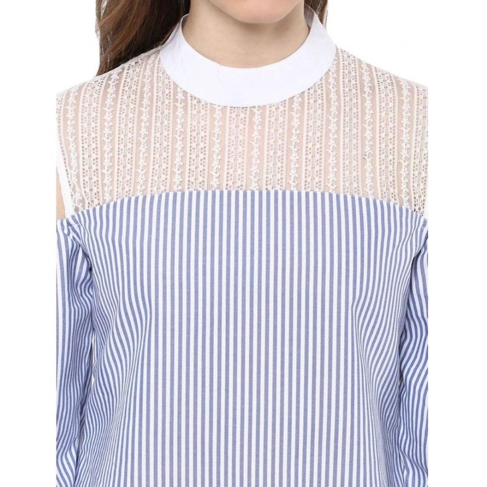 Blue cotton top for women — view 7