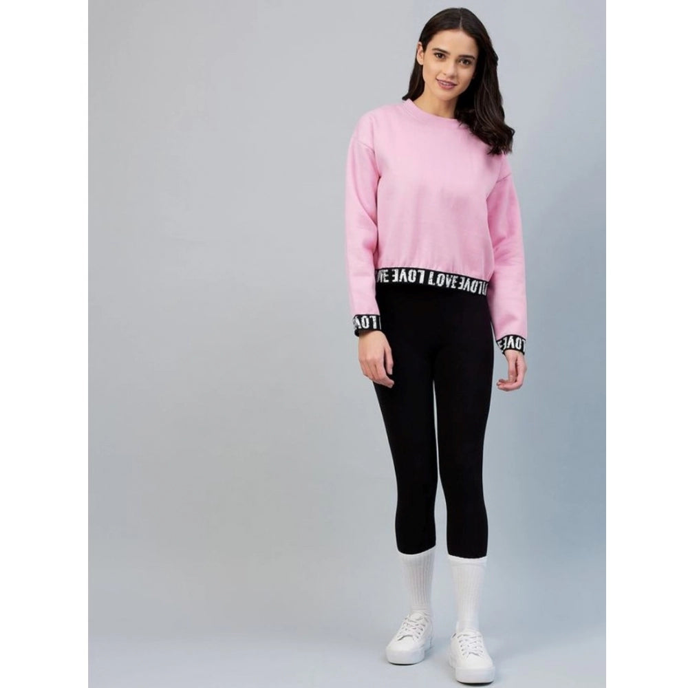 Pink fleece sweatshirt for women — styled view