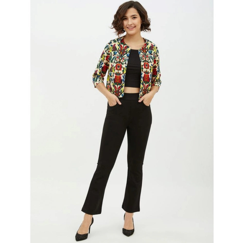 Multicolor polyester shrug for women — side angle