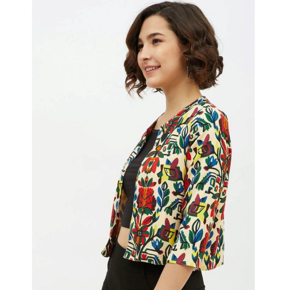 Multicolor polyester shrug for women — close-up