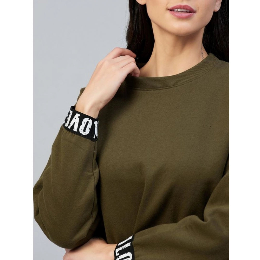 Olive fleece sweatshirt for women — view 7