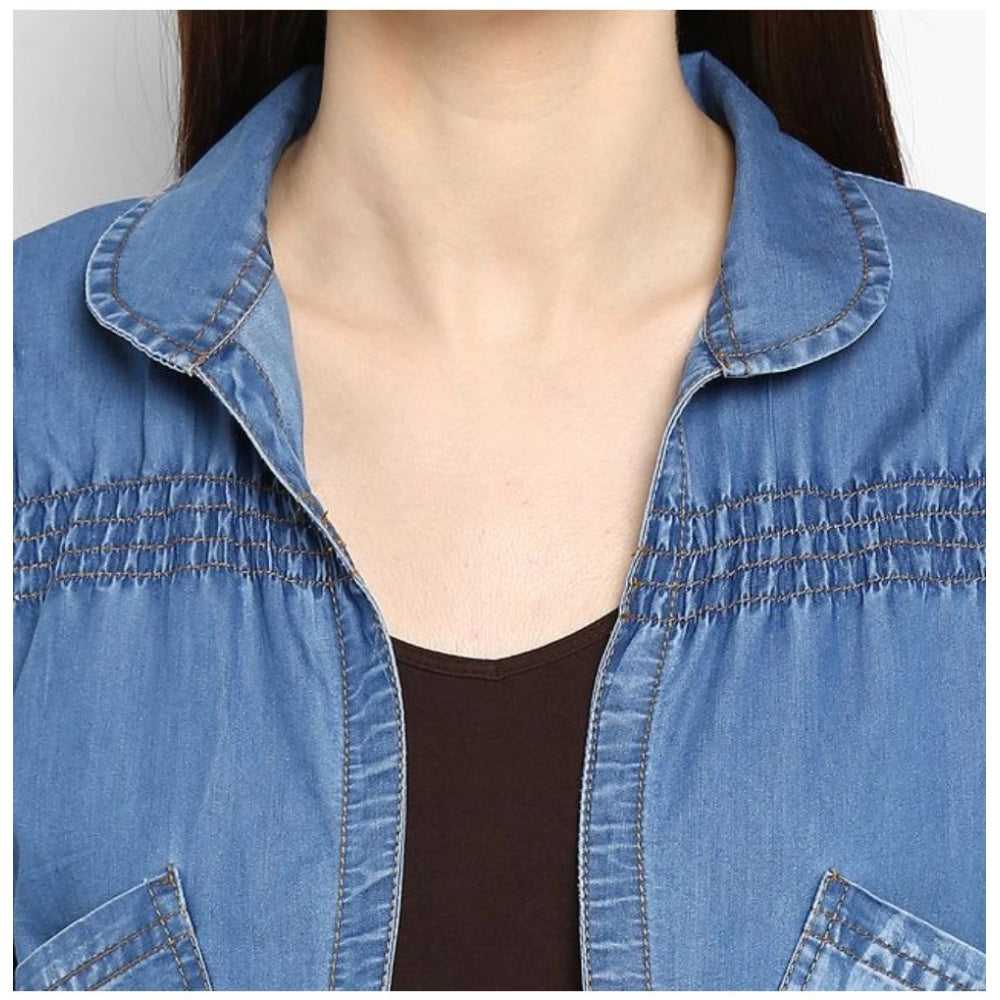 Blue denim shrug for women — view 7