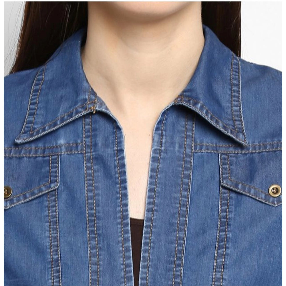 Blue denim shrug for women — view 7