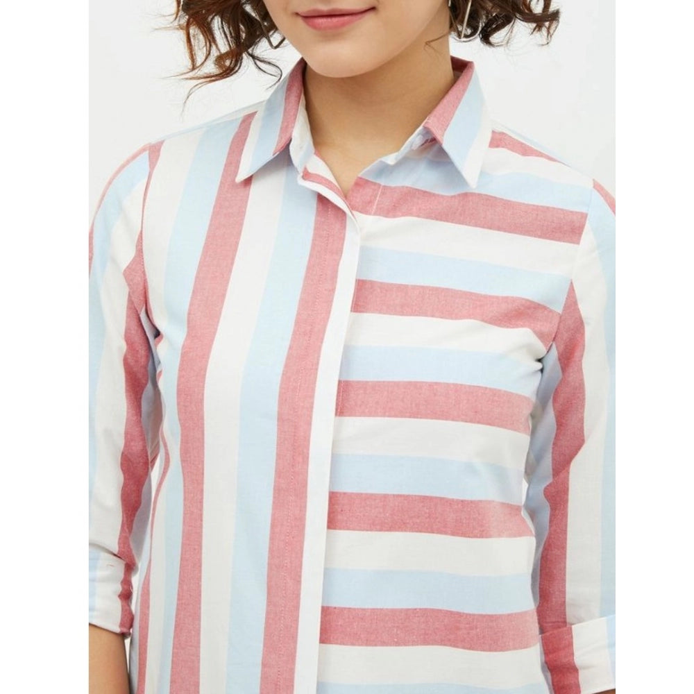 Pink cotton shirt for women — view 7