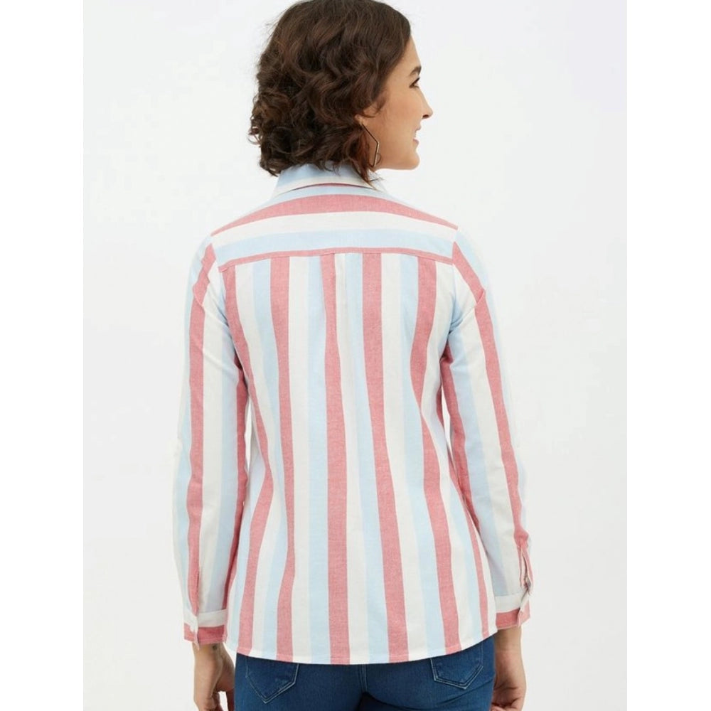 Pink cotton shirt for women — detail view