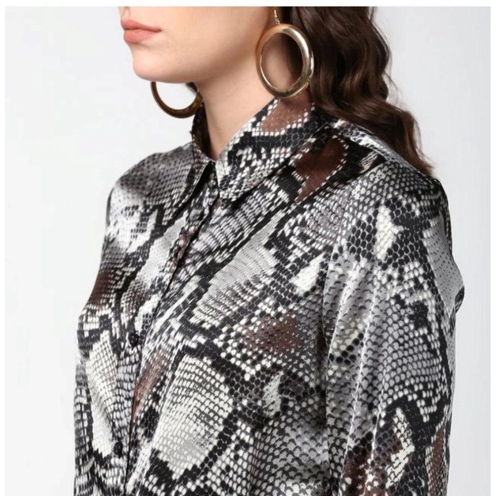 Black & Grey satin shirt for women — view 7