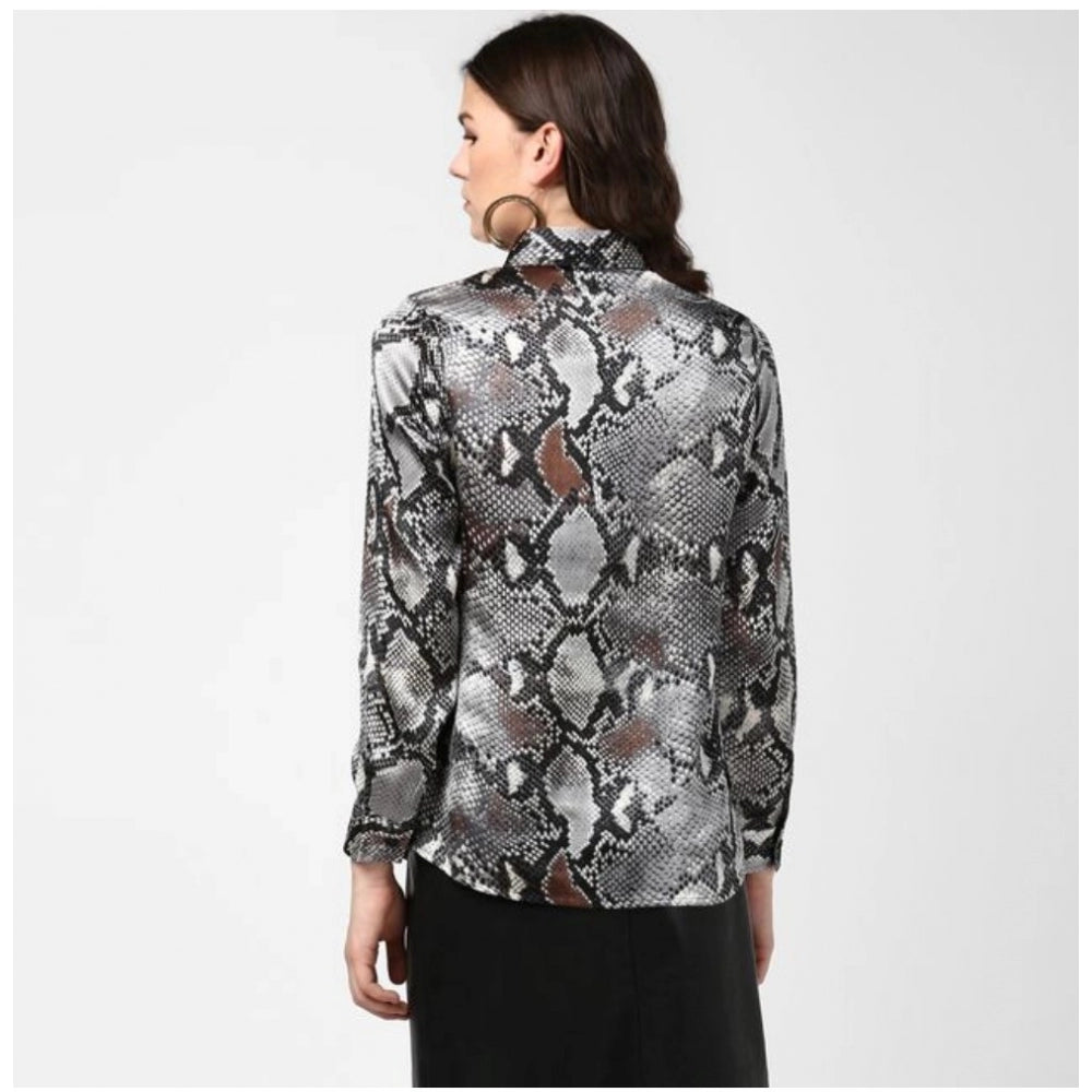 Black & Grey satin shirt for women — detail view