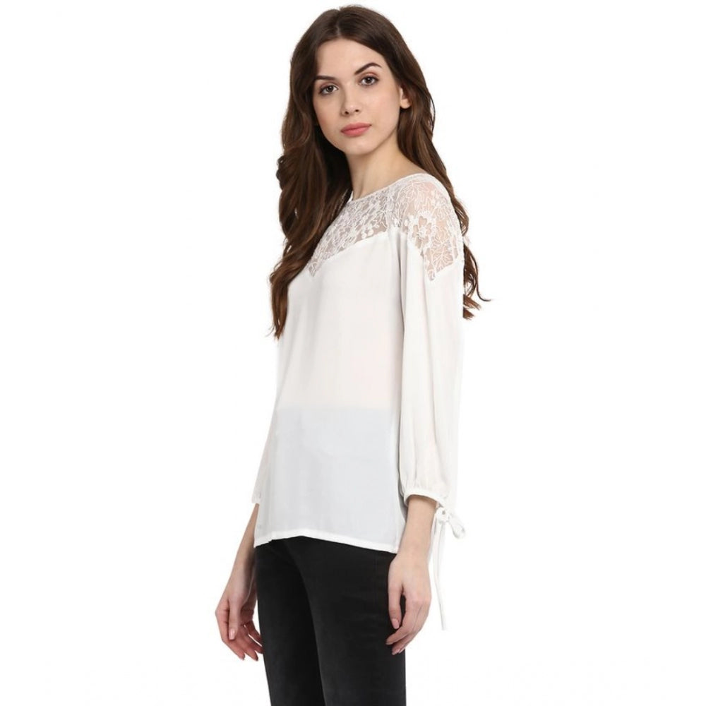 White polyester georgette top for women — styled view