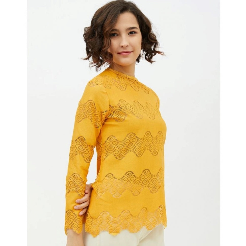 Yellow cotton top for women — styled view