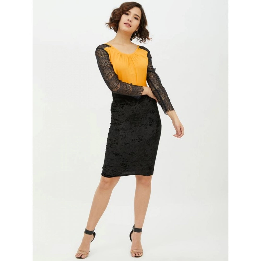 Yellow rayon top for women — side angle