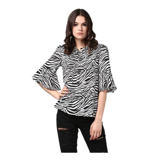 Black & White polyester top for women — front view