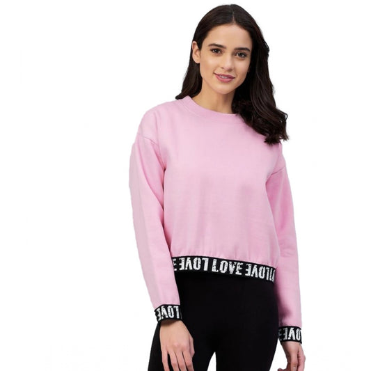 Pink fleece sweatshirt for women — front view