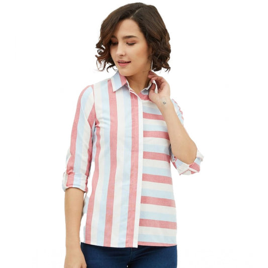 Pink cotton shirt for women — front view