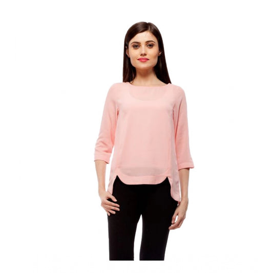 Peach polyester top for women — front view