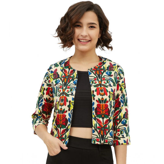 Multicolor polyester shrug for women — front view