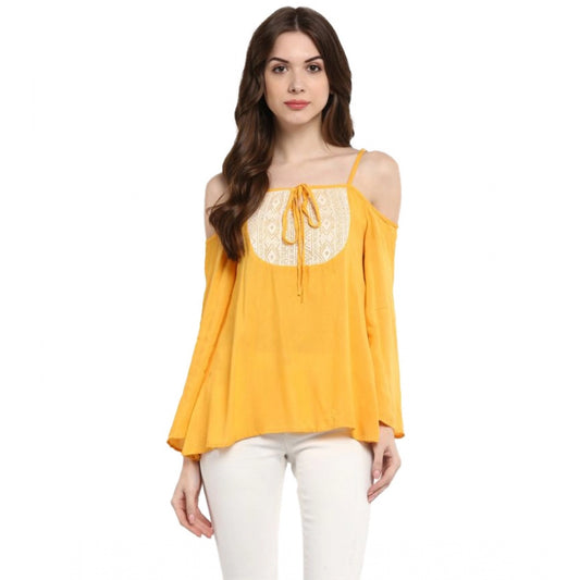 Mustard Yellow rayon top for women — front view