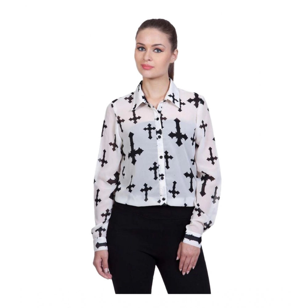White polyester shirt for women — front view