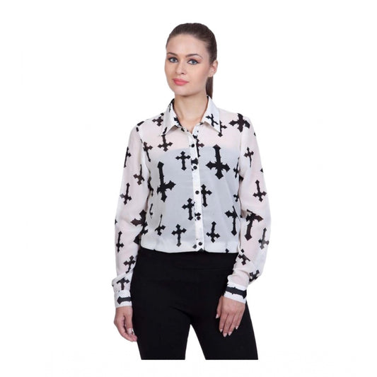 White polyester shirt for women — front view