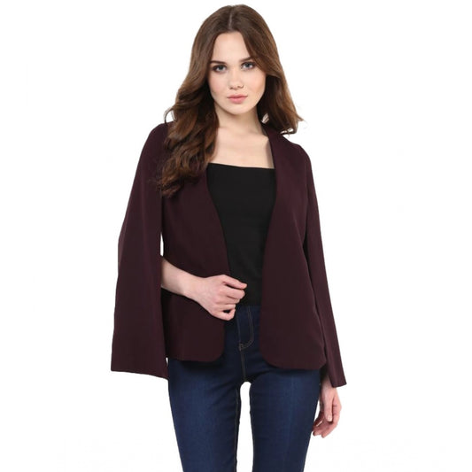 Wine polyester blazer for women — front view