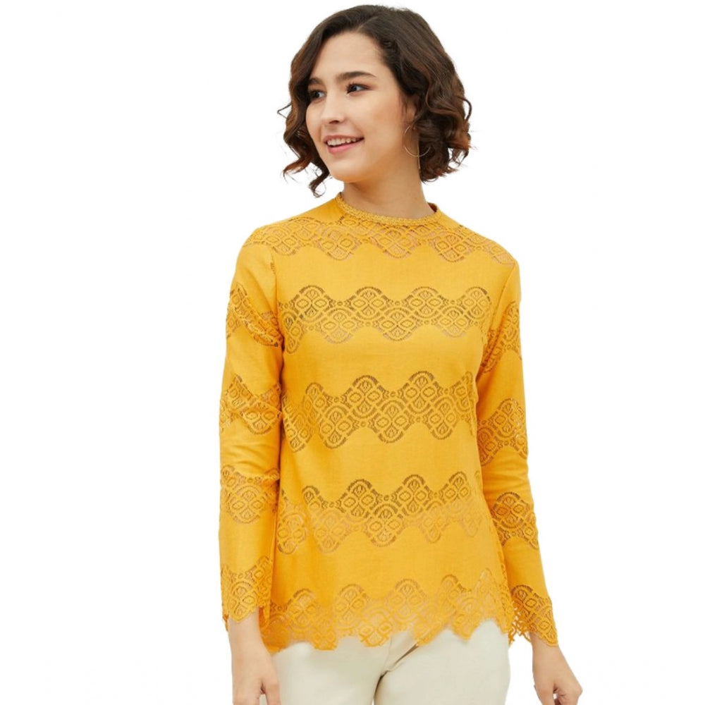 Yellow cotton top for women — front view