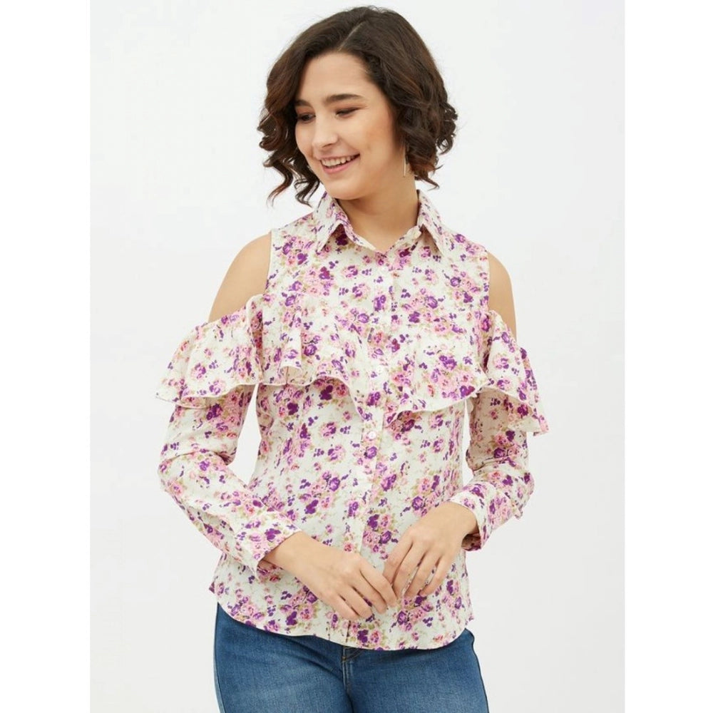 White polyester shirt for women — front view