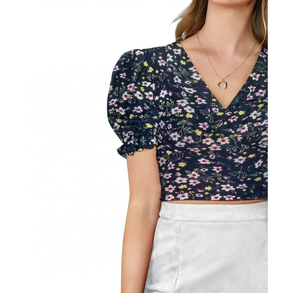 Navyblue knit top for women — styled view