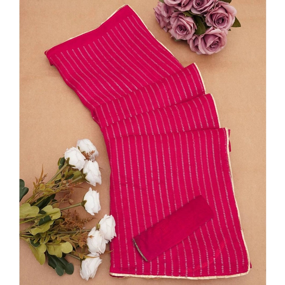 Pink vichitra silk saree for women — pallu detail