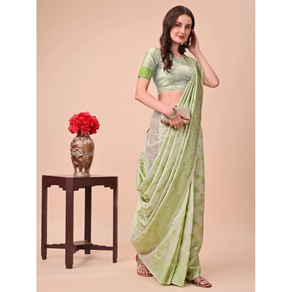 Light Green cotton saree for women — pallu detail
