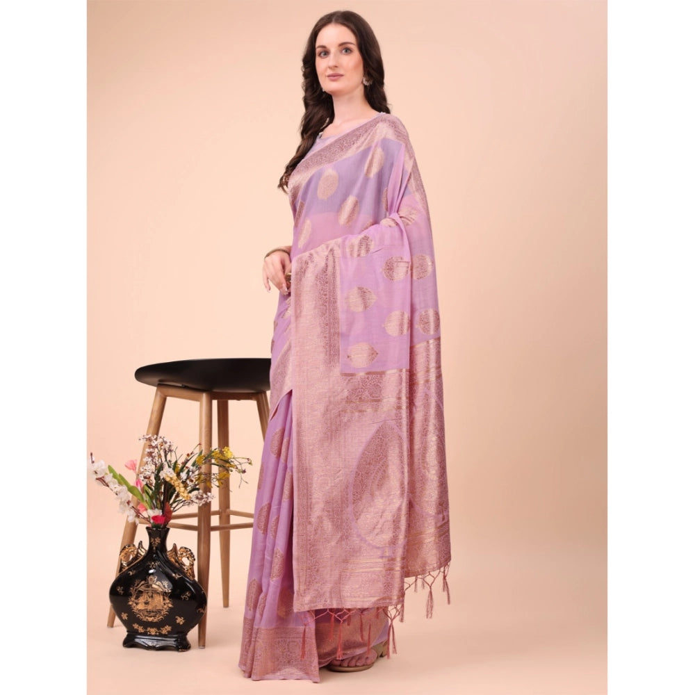 Light Pink cotton saree for women — full drape view