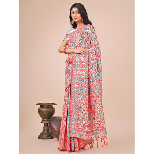 White cotton saree for women — full drape view