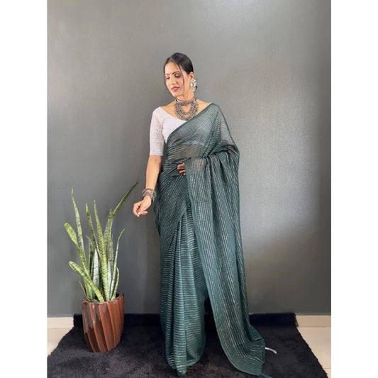 Women's Chiffon Woven Bollywood Saree With Unstitched Blouse (5.5Mtr, Green)