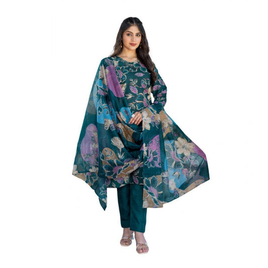 Rama cotton blend kurti pant dupatta set for women — front view