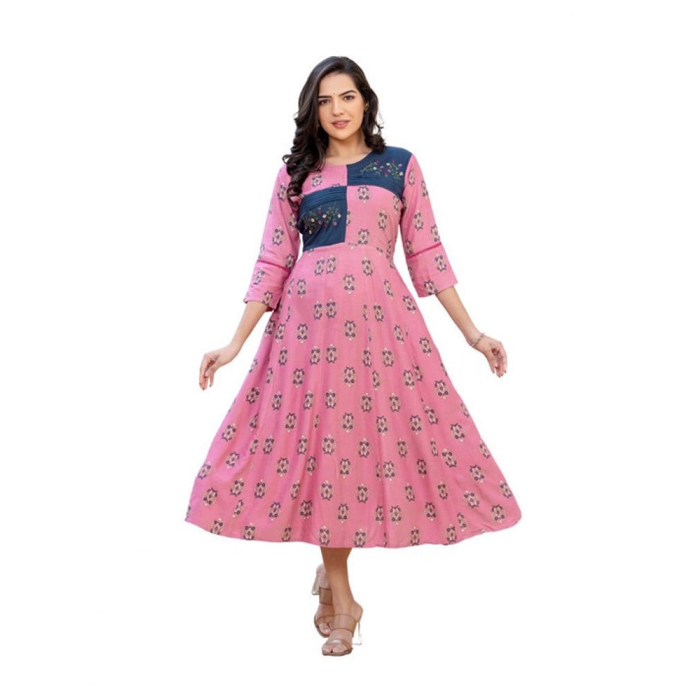 Wine rayon a-line kurti for women — front view