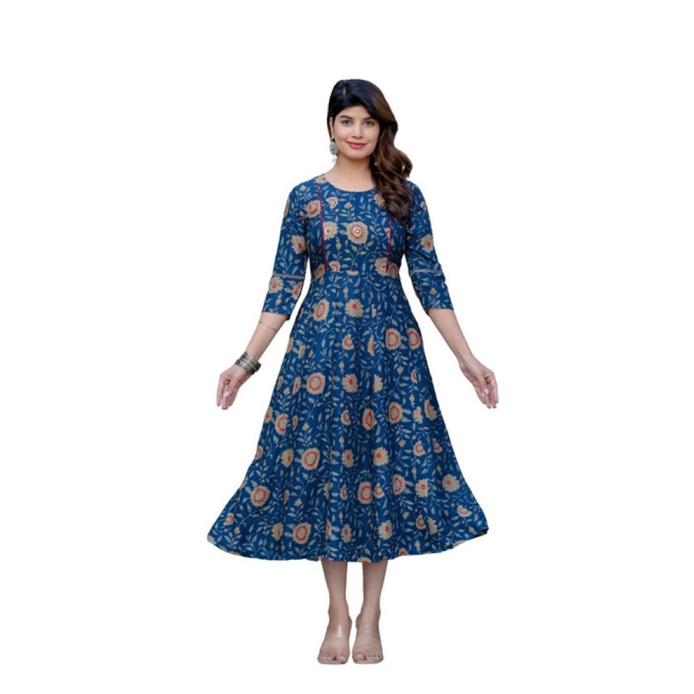 Navy Blue rayon a-line kurti for women — front view