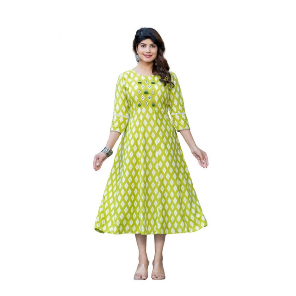 Parrot rayon a-line kurti for women — front view