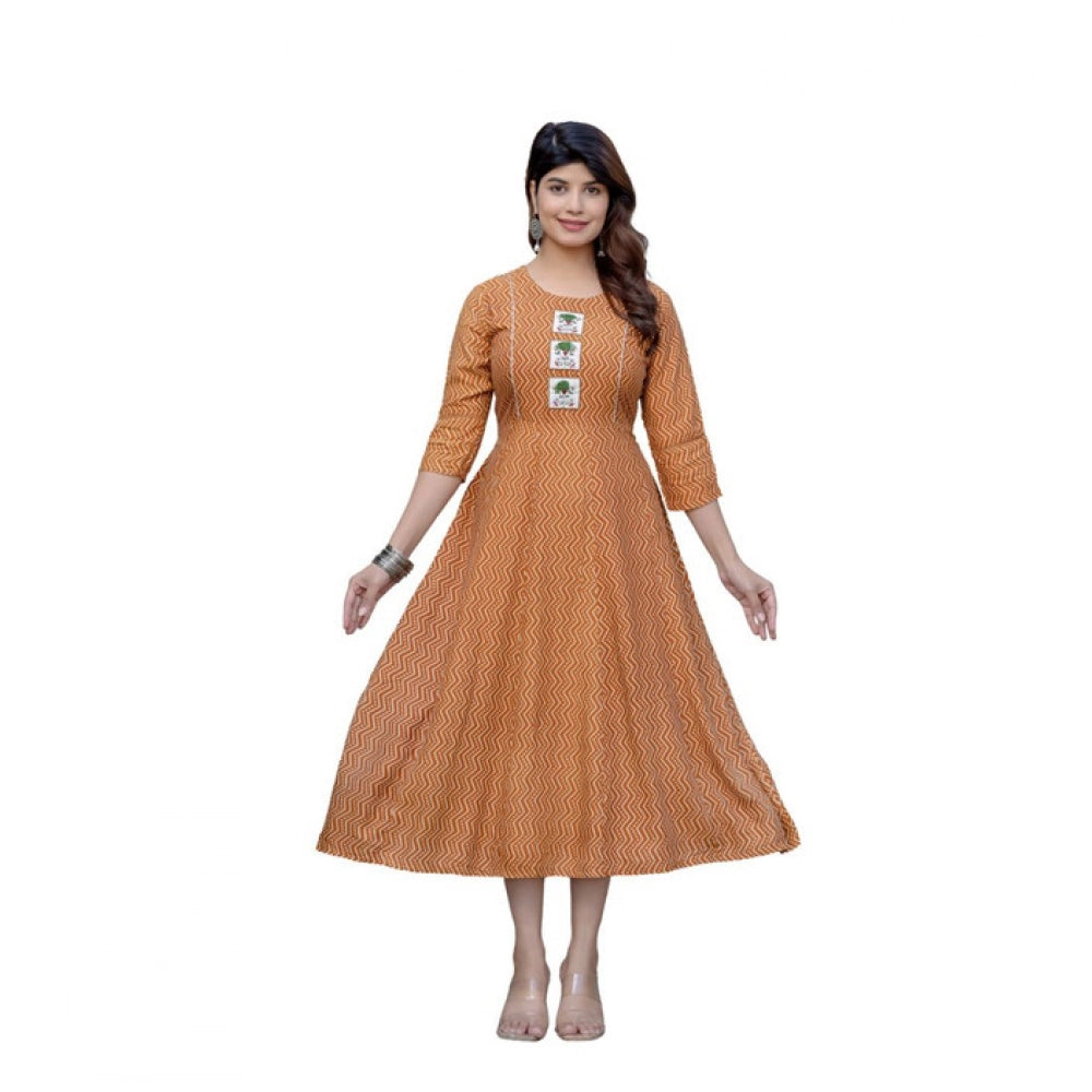 Rust rayon a-line kurti for women — front view