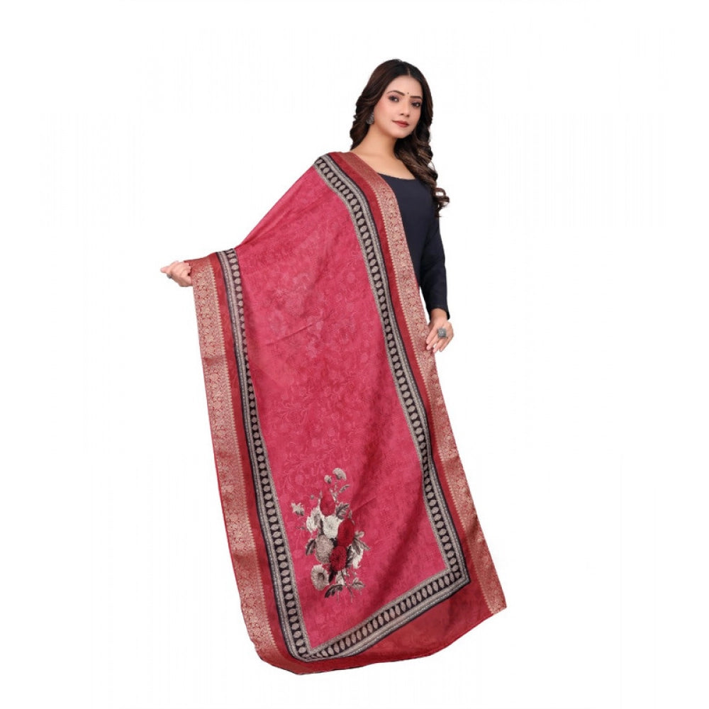 Women’s Red Chanderi Silk Printed Dupatta – 2m Casual Wear