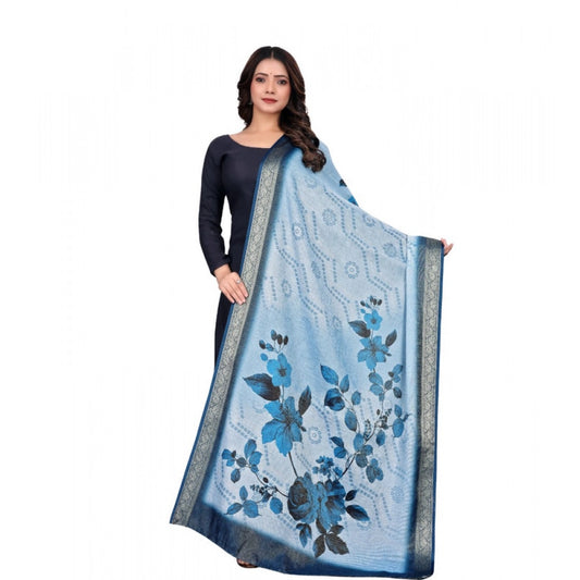 Women’s Blue Chanderi Silk Printed Dupatta – 2m Casual Wear